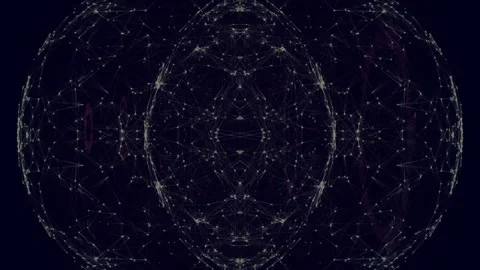Interconnected lines and nodes forming abstract geometric pattern on dark Stock Footage 304088377