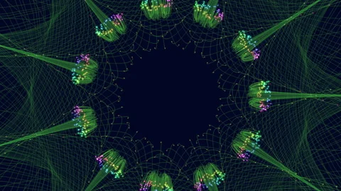 Interconnected lines in a green and blue circular pattern Stock Footage 275592947
