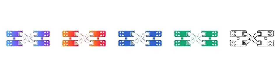 Interconnected Network and Data Flow Icons イラスト素材