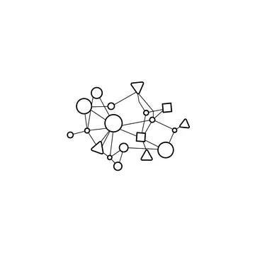 Interconnected network concept with geometric circles squares and triangles Stock Illustration