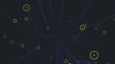 Interconnected network of lines and circles forms complex pattern Stock Footage 279588079