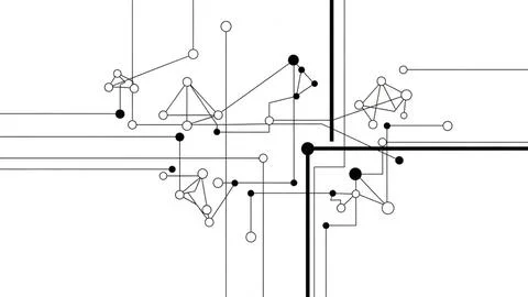 Interconnected network nodes at intersection Illustrazione stock