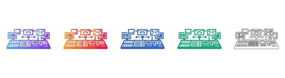 Interconnected Network System Icons: Data &amp; Control Panel Design Illustrazione stock