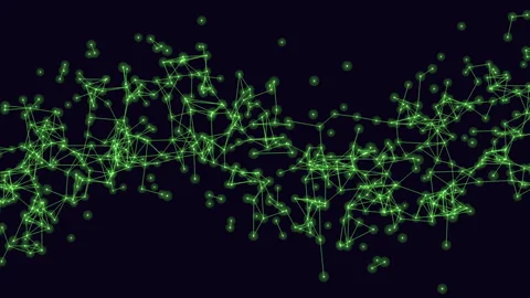 Interconnected nodes glowing green network Stock Footage 303529787