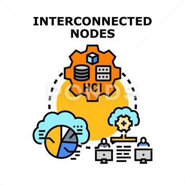 Interconnected nodes illustrating data network computing cloud イラスト素材