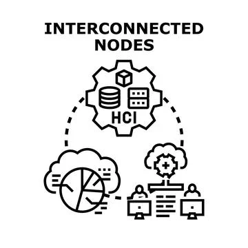 Interconnected nodes illustrating data network computing cloud Stock Illustration