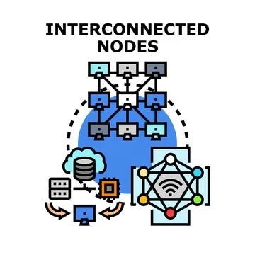 Interconnected nodes representing global network and data exchange Stock Illustration
