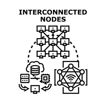 Interconnected nodes representing global network and data exchange Stock Illustration