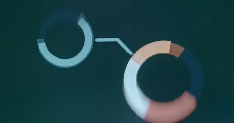 Interconnected segment charts for data visualization Stock Footage 310845052