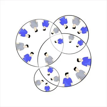 Interconnected Social Groups illustration Stock Illustration