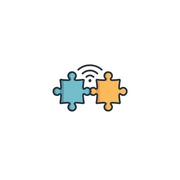 Interconnected solutions showcasing wireless technology represented by puzz.. 库存插图