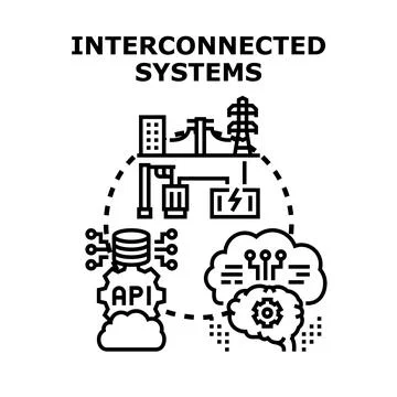 Interconnected systems architecture connecting technology and energy Stock Illustration
