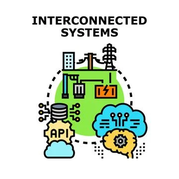Interconnected systems architecture connecting technology and energy Stock Illustration
