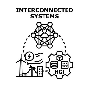 Interconnected systems concept with energy infrastructure and data management Stock Illustration
