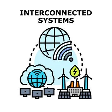 Interconnected systems connecting global network technology and green energ.. Illustrazione stock