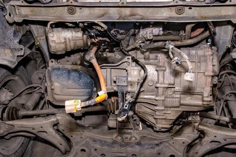 Interconnected systems under vehicle show signs of wear requiring coordinated Stock Photos