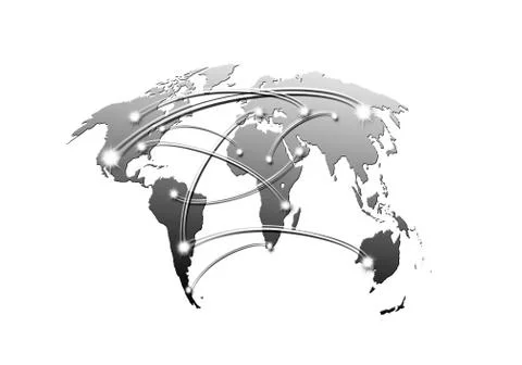 Interconnected world map business and travel concept Stock Illustration
