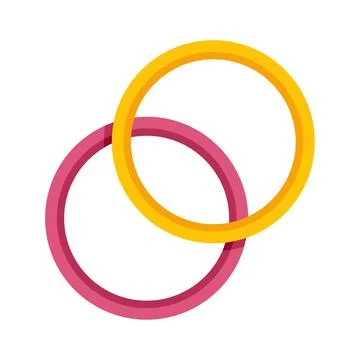 Interconnected yellow and pink rings symbolizing unity and connection Stock Illustration