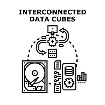 Interconnecting data flow for analytics and storage vector Stockillustratie