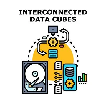 Interconnecting data flow for analytics and storage vector イラスト素材
