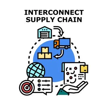 Interconnecting global logistics and delivery supply chain solution Stock Illustration