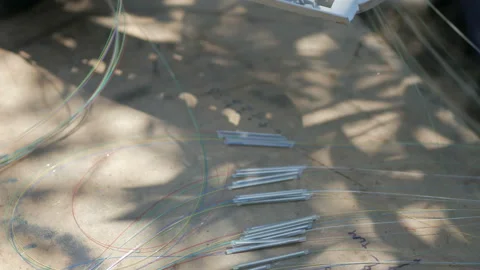 Interconnecting the optical cable of the Internet Stock Footage 112239319