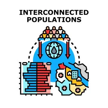 Interconnecting populations global resources demographics communities concept Stock Illustration