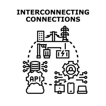 Interconnecting systems creating digital network connections Stock Illustration