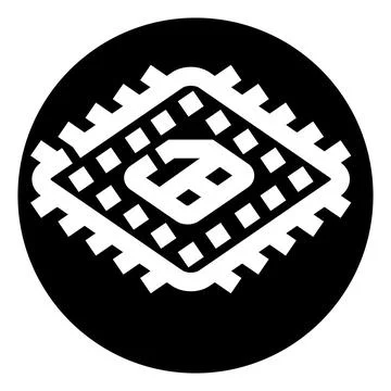 Interconnecting technology chip icon in a circular design Stock Illustration