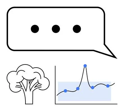 Interconnection of Communication, Nature, and Data Analysis in Modern Ecosy.. Stock Illustration