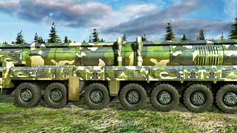Intercontinental ballistic missile 3D view Stock Footage 330889289