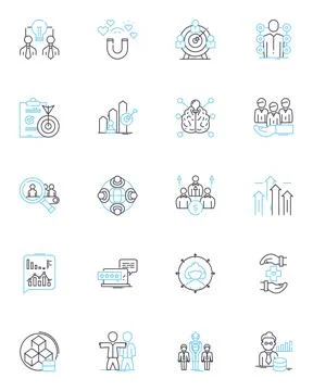 Intercontinental exchange linear icons set. Trading, Exchange, Commodities Stock Illustration