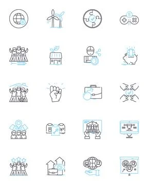 Intercontinental exchange linear icons set. Trading, Futures, Options Stock Illustration