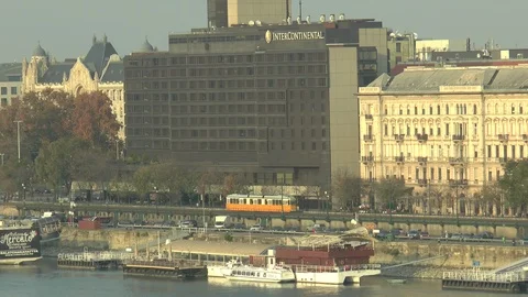Intercontinental Hotel Budapest And Passing Tram Stock Footage 99833022