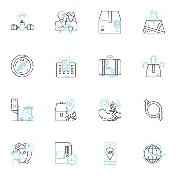 Intercontinental mobility linear icons set. Migration, Relocation, Emigration Stock Illustration