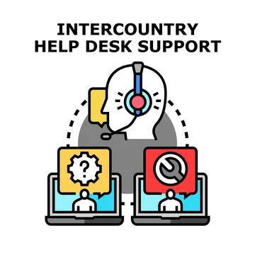 Intercountry help desk providing global technical support assistance Illustrazione stock