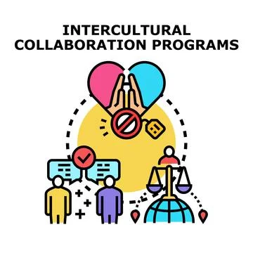 Intercultural collaboration programs promoting unity and understanding Illustrazione stock