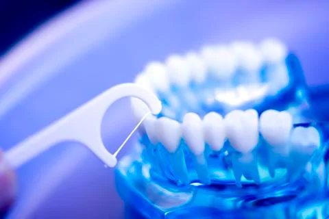 Interdental teeth cleaning Stock Photos