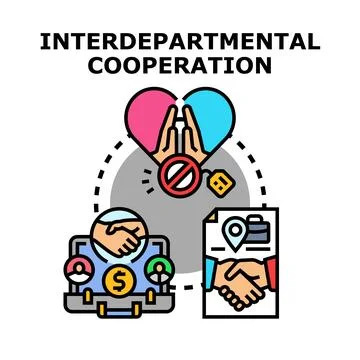 Interdepartmental cooperation concept engaging teamwork and business partne.. 스톡 일러스트