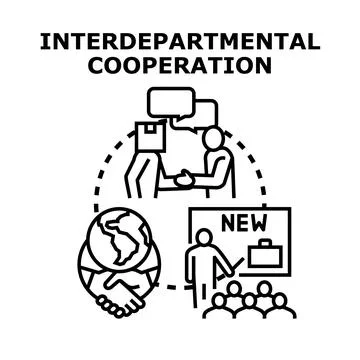 Interdepartmental cooperation concept vector icon illustrating teamwork Stock Illustration