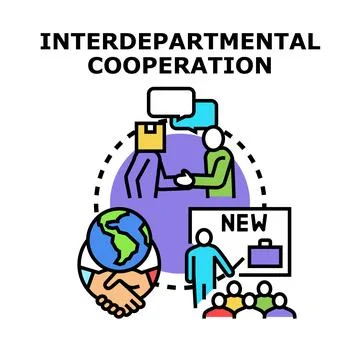 Interdepartmental cooperation concept vector icon illustrating teamwork Stockillustratie