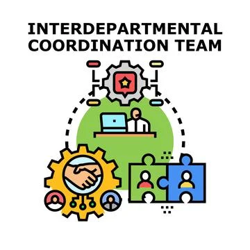 Interdepartmental coordination team working together concept Stock Illustration