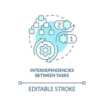 Interdependencies between tasks turquoise concept icon Stockillustratie