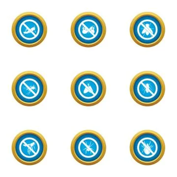 Interdiction icons set, flat style Stock Illustration