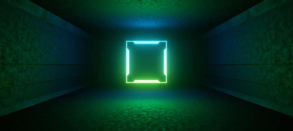 Interdimensional Underground Hall Corridor Tunnel Led Lights Laser Glow Light Stock Illustration