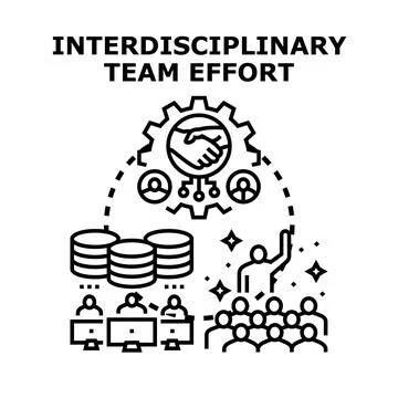 Interdisciplinary team effort collaboration development project Stock Illustration