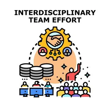 Interdisciplinary team effort collaboration development project 스톡 일러스트