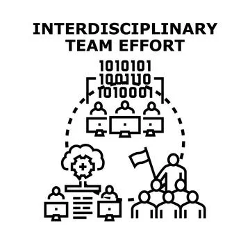 Interdisciplinary team effort combining technology and strategy イラスト素材