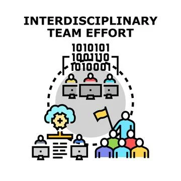 Interdisciplinary team effort combining technology and strategy Stock Illustration