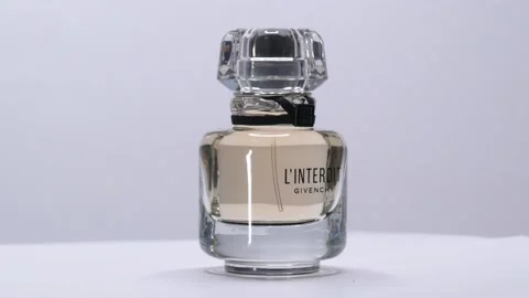 Interdit by Givenchy. Perfume bottle rotation in studio Video stock 171762940